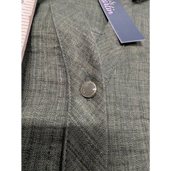 Olivia And Martin Gray Striped Button V-Neck Blouse Workwear Women's XL - Picture 5 of 6